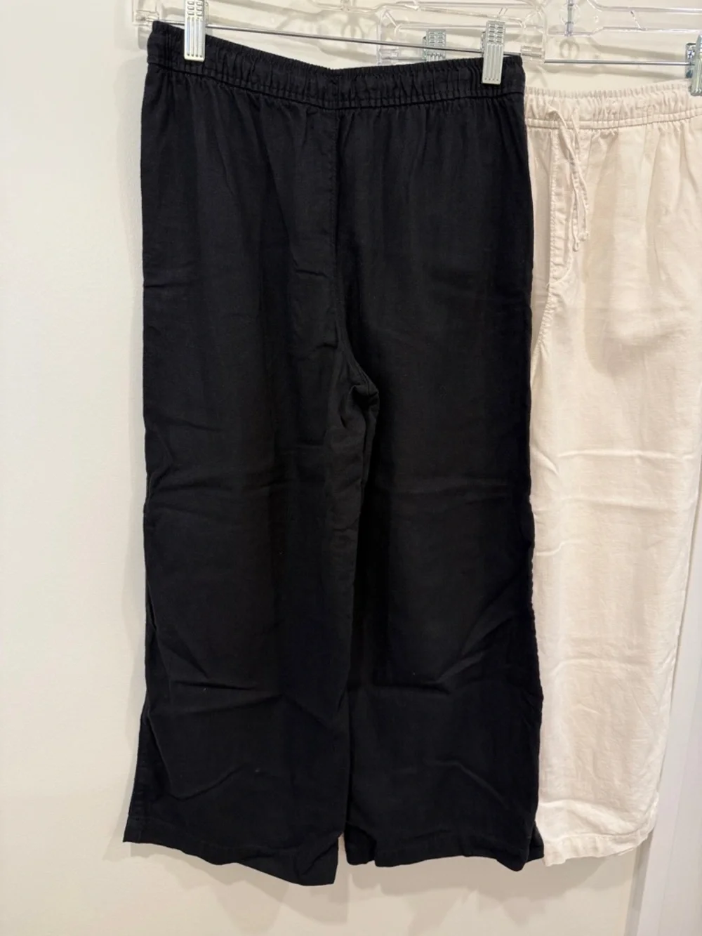 Old Navy Girls Wide Leg Linin Pants Cream Black Set Elastic Waist Pull-On - Picture 12 of 12